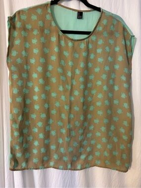 Women's Mint Green Hello KittyPatterned Sheer Boxy Size Small